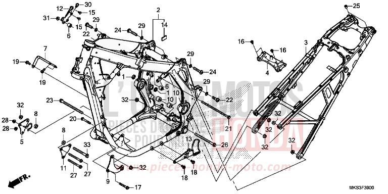 CARROSSERIE DE CHASSIS de Africa Twin DCT GRAND PRIX RED (R380B) 2020